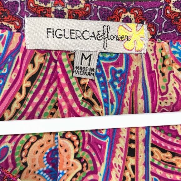 Fig & Flower Anthropologie Floral Paisley Sheer Top Women’s Size Medium Boho - Picture 6 of 7